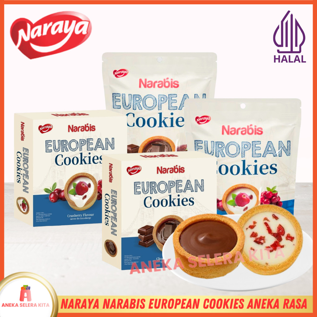 

Naraya Narabis European Cookies With Chocolate & Cranberry Flavour Halal 50g-60g