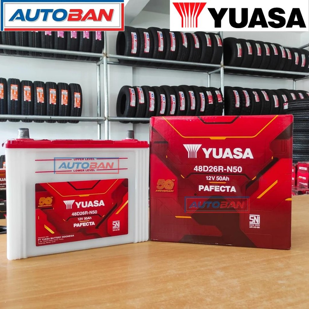 YUASA 48D26R N50 Aki Mobil Basah 12V 50Ah - Kiri Positif