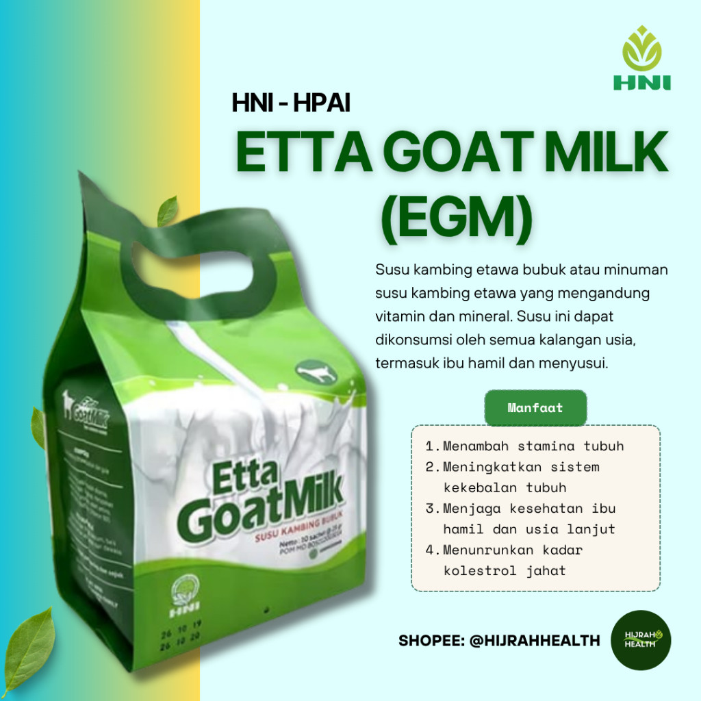 

ETTA GOAT MILK (EGM) HNI HPAI SUSU KAMBING ETAWA EGM ISI 10 SACHET
