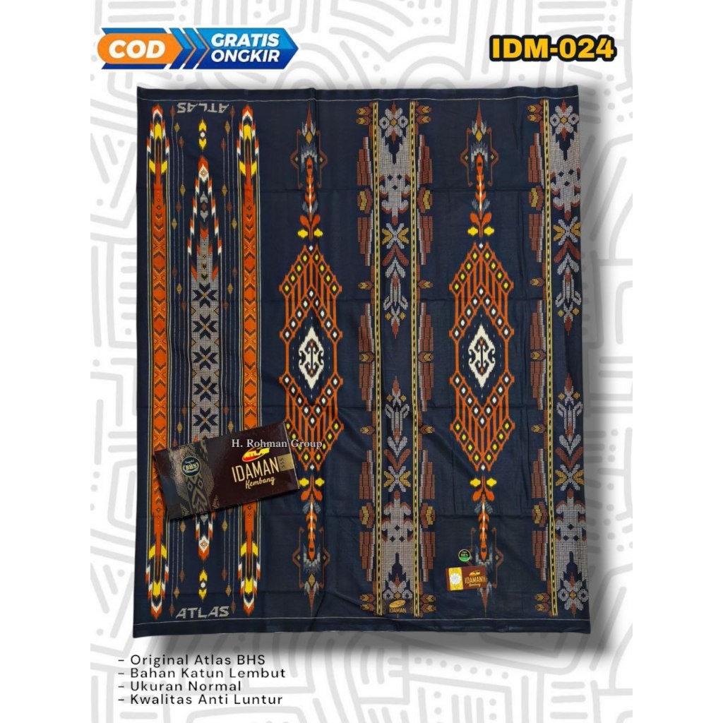 Sarung Atlas Super Premium Kembang Hitam Idaman 555 Motif BHS Songket Favorite