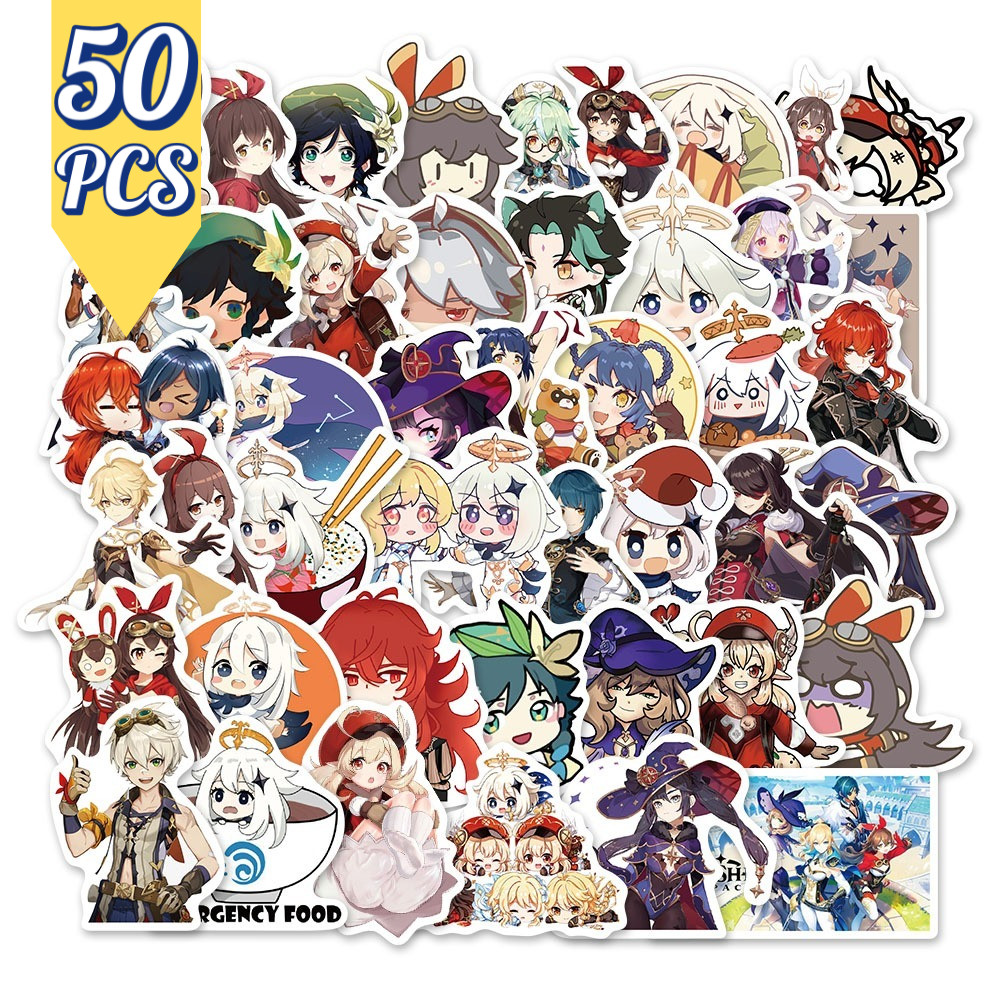 

Sticker Pack Genshin Impact 50 PCS | Stiker Lucu Karakter Game Waterproof untuk Buku, Journal, Koper