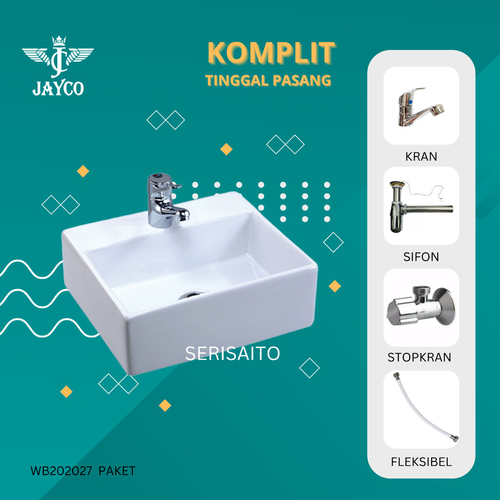 Wastafel Sericite Kotak WB2027 / Washtafel Meja Gantung Keramik Jayco WB202027