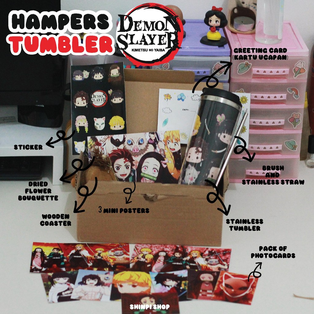 Hampers Tumbler Kimetsu No Yaiba / Demon Slayer Botol Stainless steel | Hadiah Gift Anime WIbu Komik