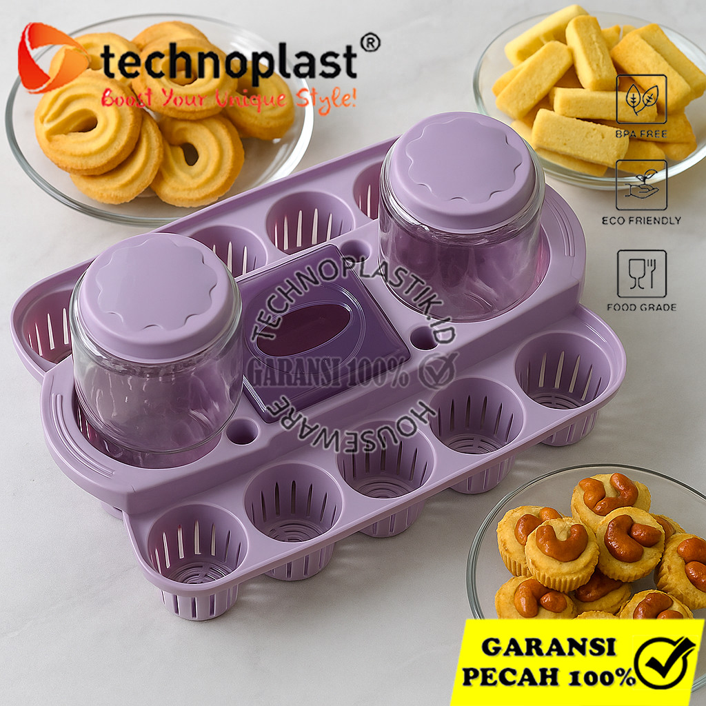 TECHNOPLAST Monochrome Water Snack Serving Set |Tempat Rak Aqua Toples