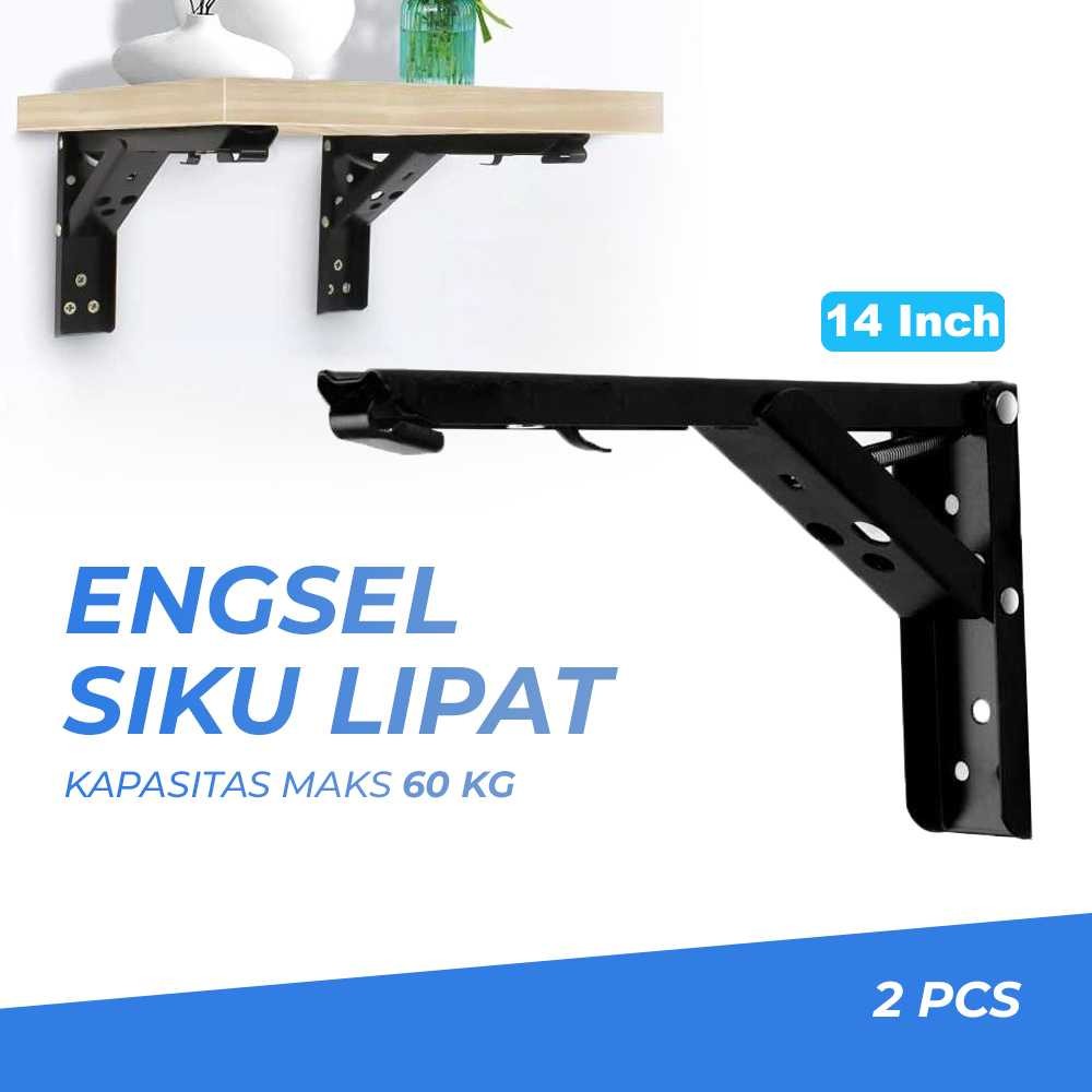 COD Alat Breket Engsel Siku Segitiga Ambalan Rak Meja Tv Model Lipat Tempel Dinding Bahan Besi Stain