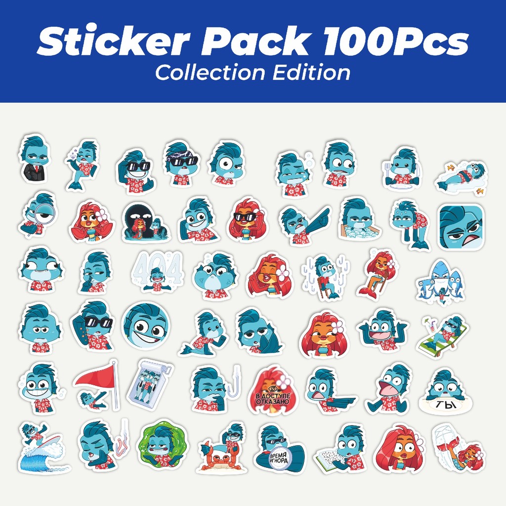 

Hot Funny Character Fishka The Fish Lucu Anti Air Stikers Berperekat Waterproof Sticker Decal Buat Motor Helm Buku Journal Koper Casing HP Laptop Botol Minum