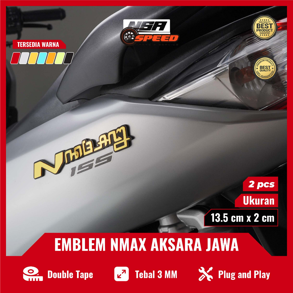 2PCS EMBLEM NMAX AKSARA JAWA LOGO NMAX JAWA AKSARA JAWA 3D 2 PCS BUKAN STIKER ATAU STICKER TIMBUL EM