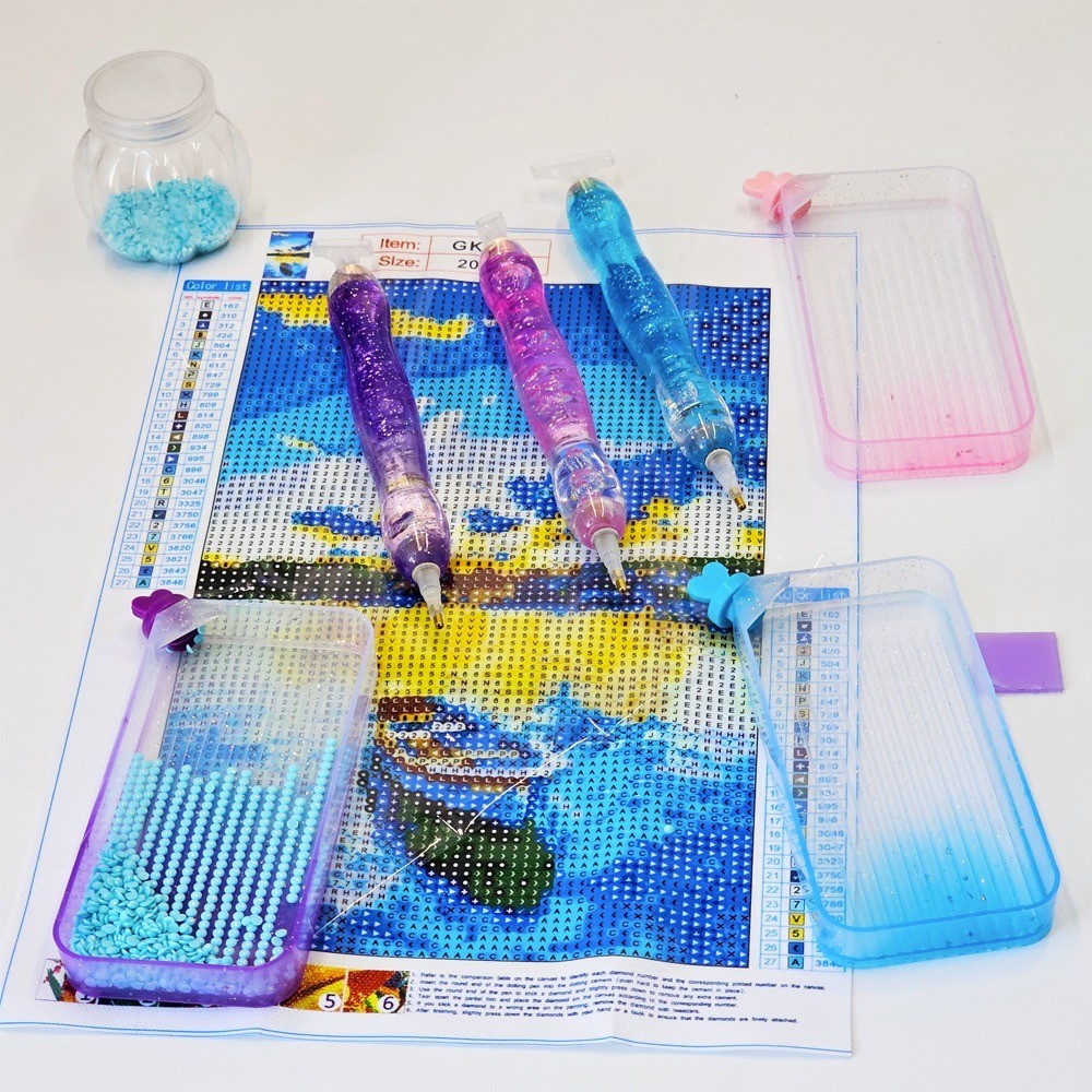 

5D amond Painting Pen Set with Multifunctional Tips Embroidery Beang Plates Drill Storage Container Plastic with Stopper
