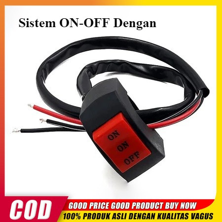Sistem on-Off Dengan SAKLAR STANG MOTOR 3 MODE Bracket - Untuk Lampu Sorot LED & Mode Dekat/Jauh/Red