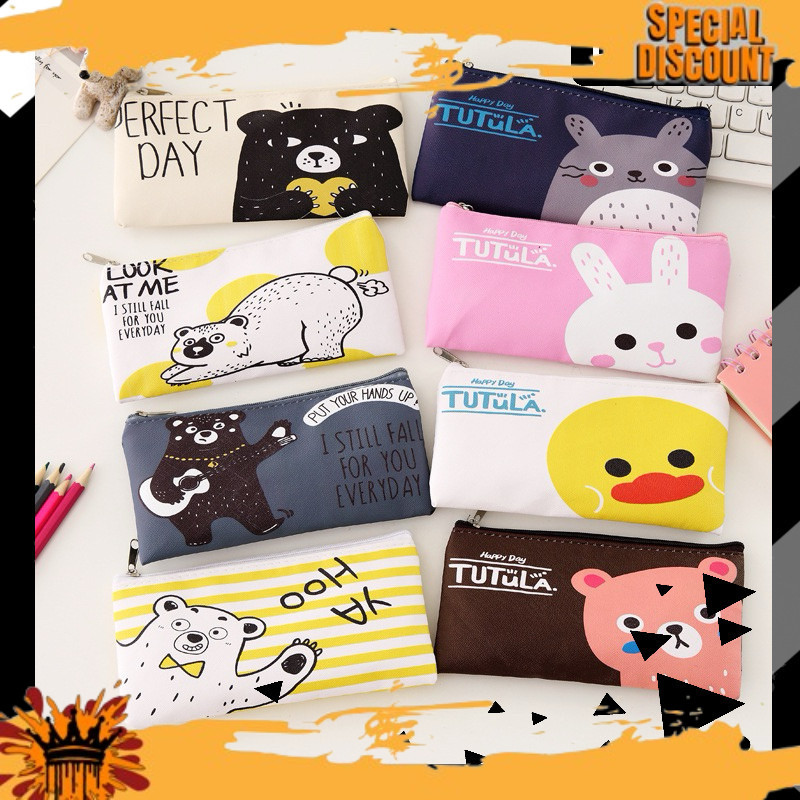 

NEW NIH Tempat Pensil FUN Printing 8 Design Pencil Case / Tempat Kosmetik Import EVN
