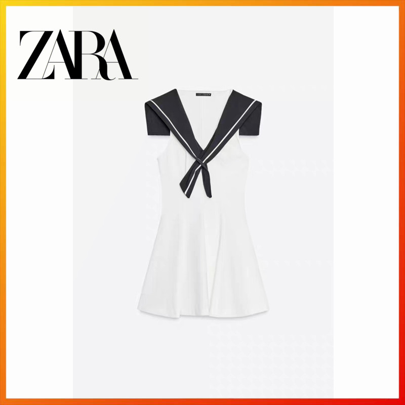 ZARa2025 Summer New Product TRF Women's Navy Style V-neck Sleeveless Short Dress 4661392 251