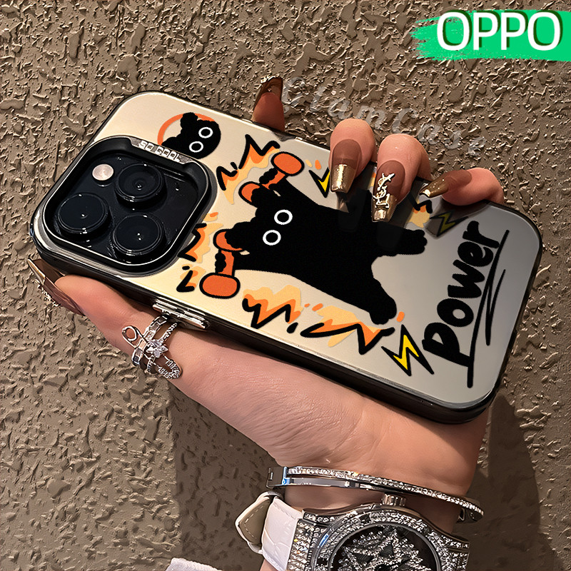 Lucu Kitten Glossy Hologram PC Case OPPO A18 A57 A16 A15 A17 A60 A3x A3s A5s A54 A53 A12 A31 A58 A1K