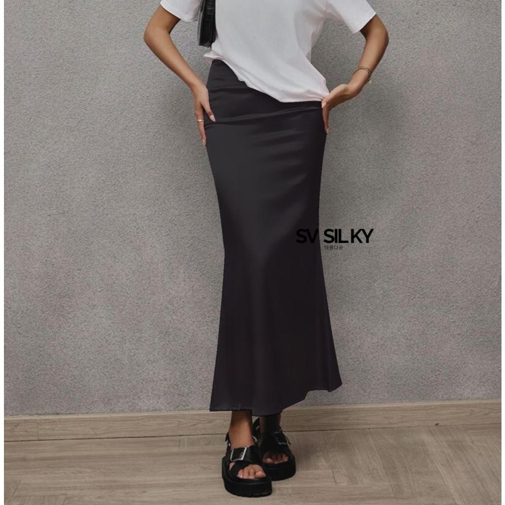 Premium SV Silky [Rok Satin Suzy 90CM] - Rok Satin Premium - Rok Silky Premium - Satin Long Skirt - 