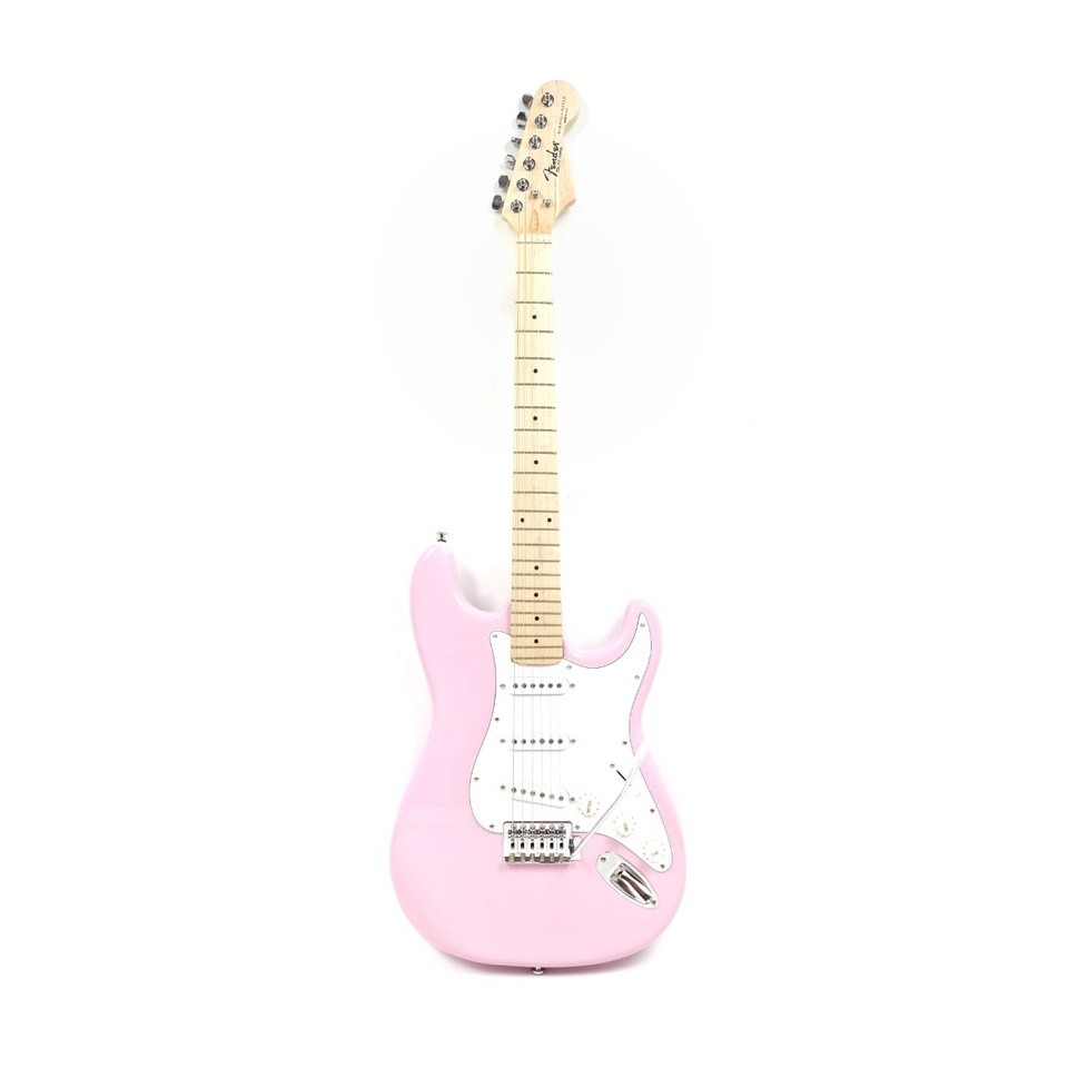 Gitar Elektrik Merk Fender Model Stratocaster Warna Shell Pink Bonus Tas dan Kabel Jack Listrik Stra