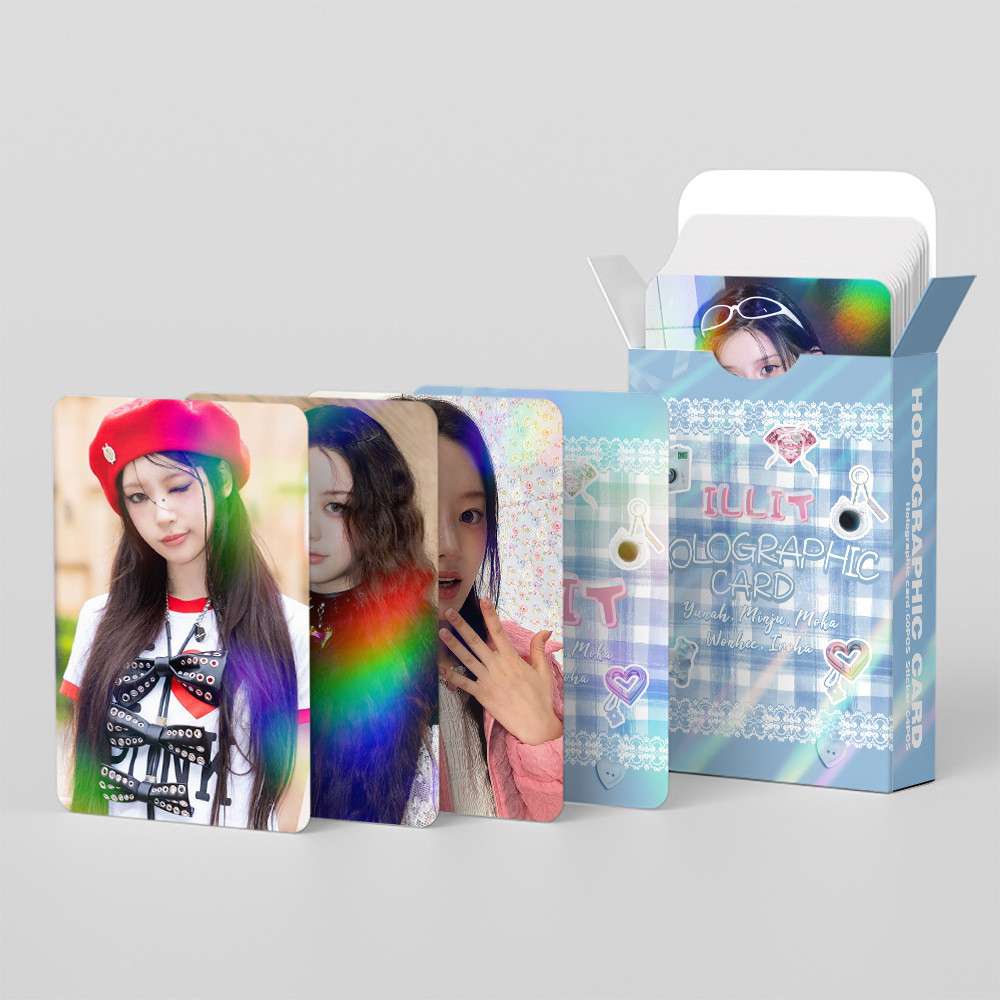 124Pcs/Set Kpop Idol ILLIT New Album Laser HD Printd Lomo Cards YUNAH MINJU MOKA WONHEE IROHA Photoc