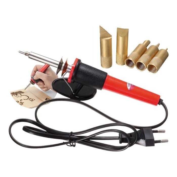 Solder Ukir Lukis Bakar Kayu Wood Carving Burning Pyrography Pen Set 5 Mata