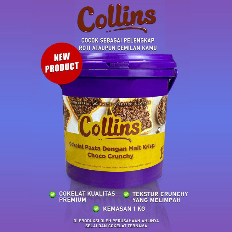 

Collins Choco Crunchy 1 kg/ Selai Roti / Toping Donat Collins / Selai Donat / Collins Selai Donat