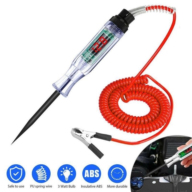 

Automotive Circuit Tester test pen mobil motor 6V-24V Tampilan Digital Panjang Probe Pena Lampu Tespen Digital DC Tester Testpen Auto Voltage Universal Digital Obeng Tespen listrik