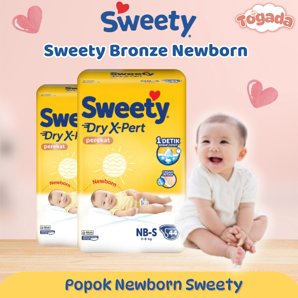 Sweety Bronze Pants NEWBORN NB S44 Popok Perekat Sweety Dry X-pert NBS44 Pampers Bayi Baru Lahir