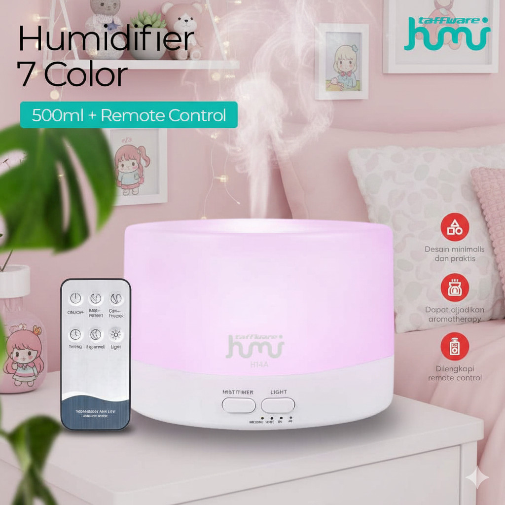 COD Set Lengkap Humidifier Diffuser Pengharum Pelembab Uap Aromaterapi Kamar Ruang Tamu Besar 7 LED 