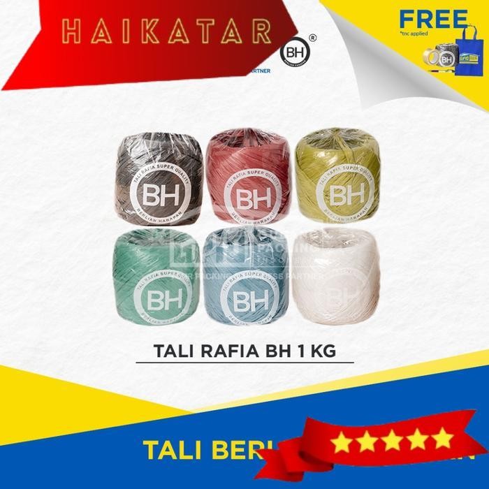 BH - Tali Rafia 1 Kg (Hitam / Putih / Warna) - Rol - 1 Kg, Hitam