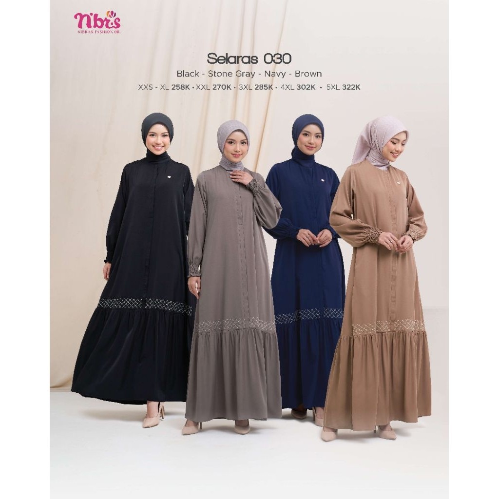 Nibras Gamis Rayon Premium Selaras 030 | Gamis Hitam Polos | Gamis Simple Brown | Gakmis Kekinian Na