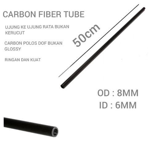Pipa Carbon 8mm x 6mm x 50cm Carbon Tube Holo Tebal Kuat