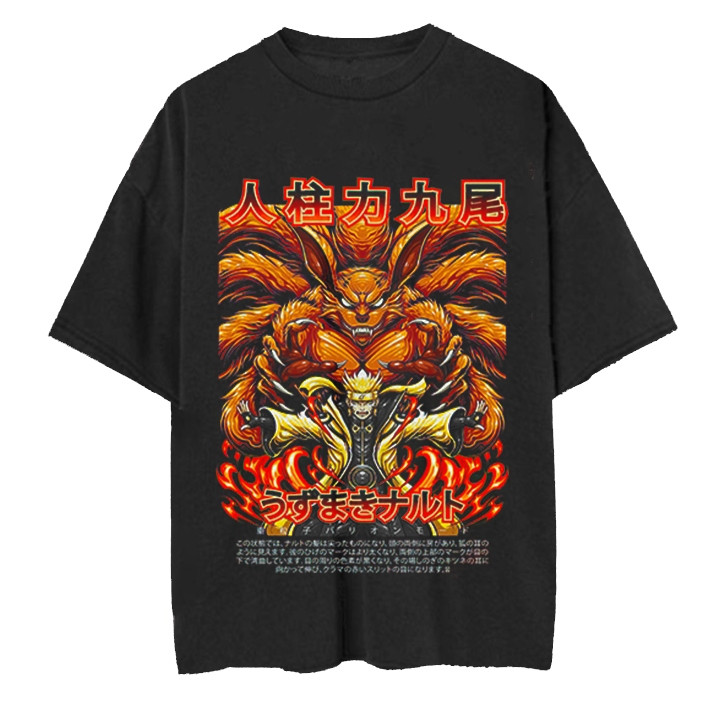 Kaos Anime Naruto And Kiyubi  Bootleg Premium Oversize Shirt