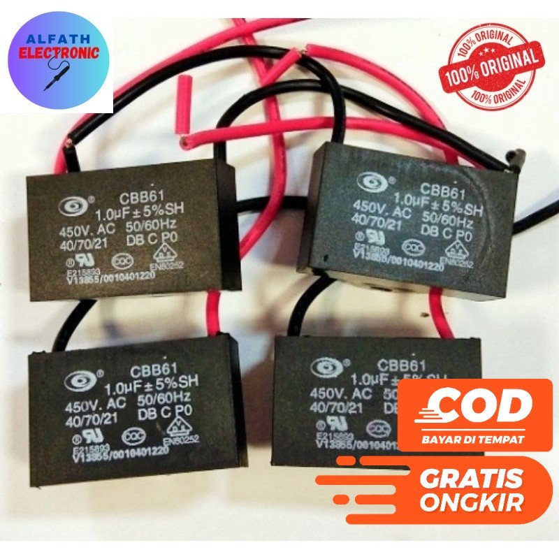 KAPASITOR CAPASITOR KIPAS 1 UF 450 VAC 1UF 450 VOLT ORIGINAL KUALITAS BAGUS
