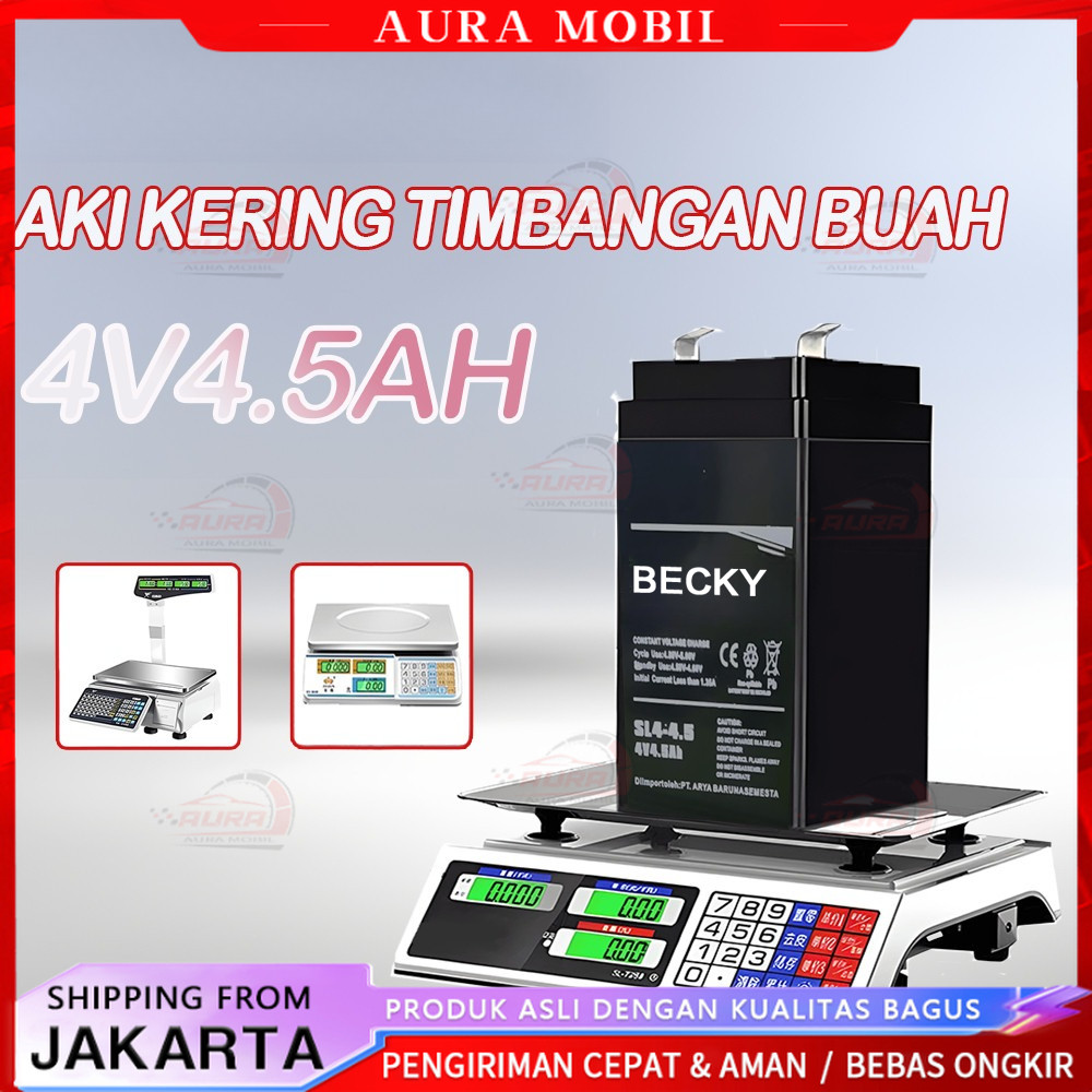 ASLI Aki 4V 4,5AH untuk produk-produk timbangan buah, timbangan meja, timbangan duduk 150kg 300kg /A