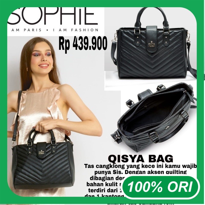 Tas Kerja Jinjing Wanita Qisya Black Sophie Martin Paris Original Shoulder Bag Terbaru Kekinian 2025