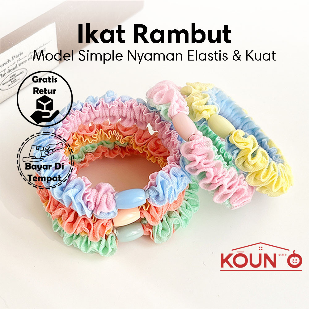 Aksesoris Wanita Aesthetic Hair Tie Ruffle Bahan Kain Lembut Hair Tie Ruffle Warna Pastel Korea Styl