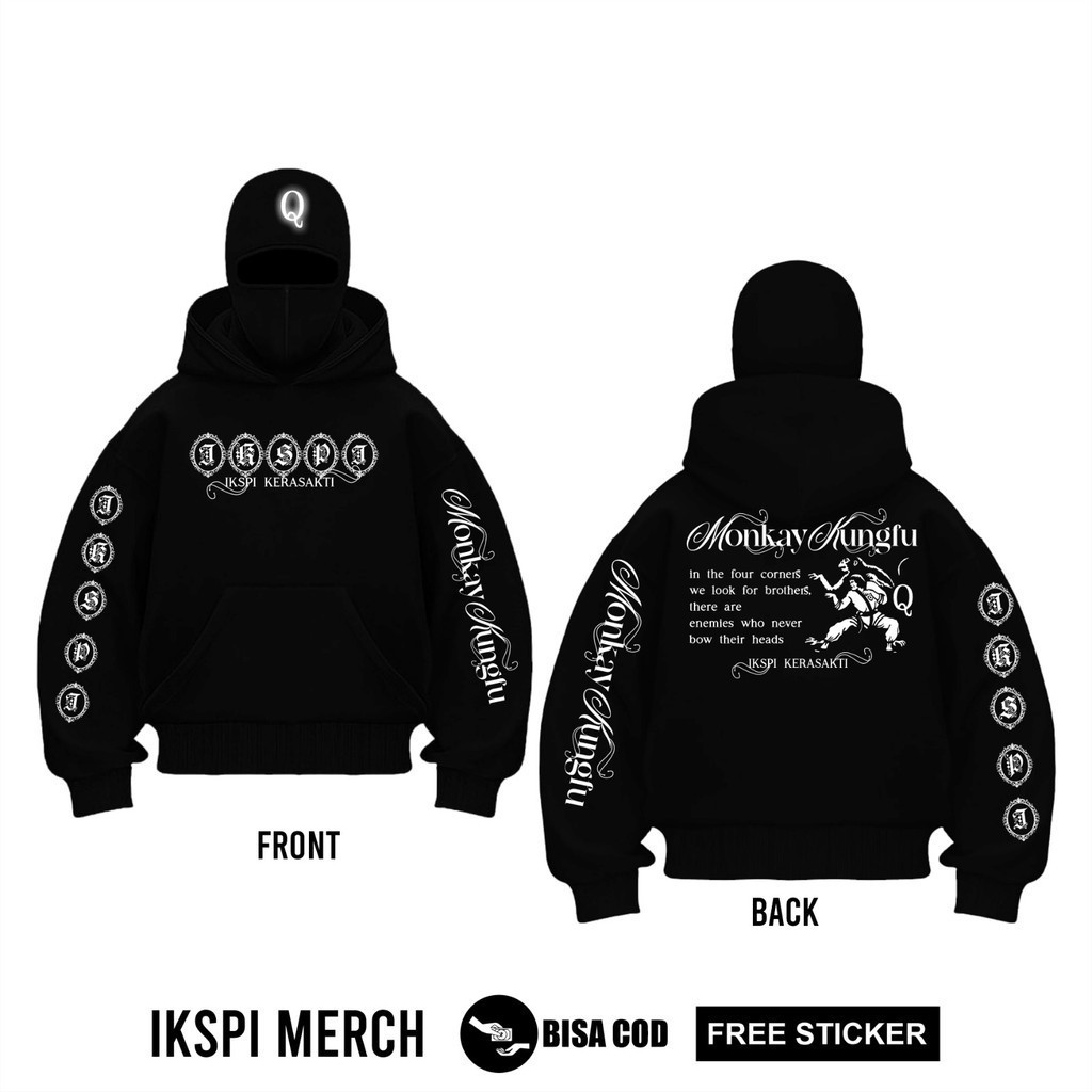 JAKET HOODIE BALACLAVA IKSPI  MONKAY  HOODIE BALACLAVA IKSPI TERBARU - HOODIE FULL FACE KERA SAKTI -