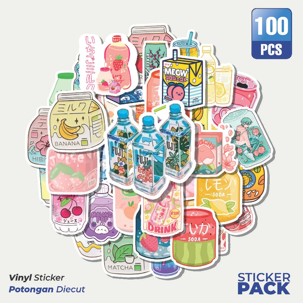 

MURAH 100 PCS Stiker Japan Flavored Drink 2 [Minuman Jepang] Waterproof Aesthetic- Untuk Laptop, Motor, dan Helm - Paper Stationery Pack