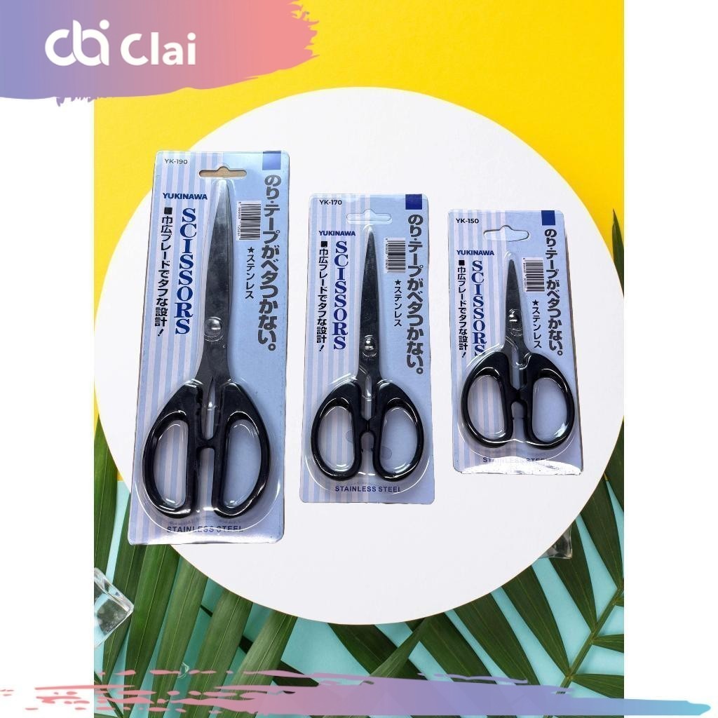

CLAI Gunting Kertas Kain Tajam lancip Stainless Steel Ukuran Kecil Medium Sedang Tanggung Besar 12 16 20 cm 4 inch 12CM 6 inch 16CM 8 inch 20CM Baja Tahan Karat Kuat Scissors Multifungsi Gagang Hitam YUKINAWA YK-150 TK-170 YK-190 Soft Grip