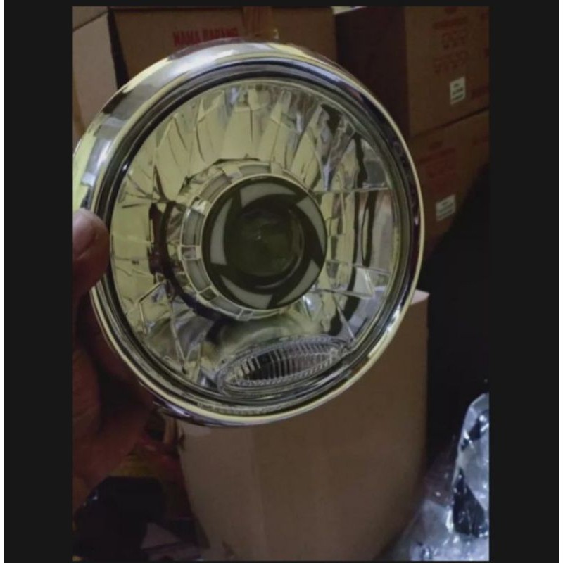 Lampu Depan Bulat Vixion Old Full Crom Plus Proji cokrp variasi