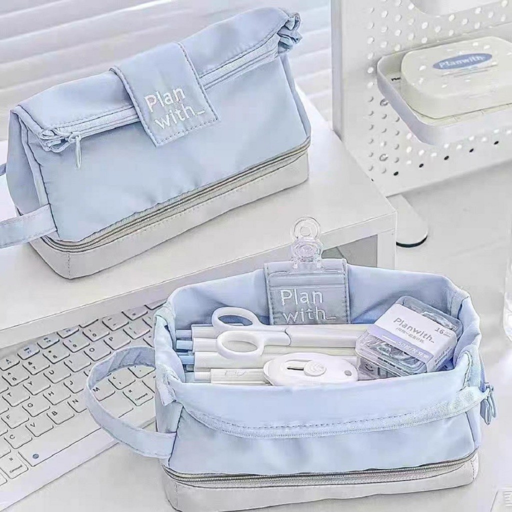 Tempat Pensil Besar Aesthetic Multifungsi Tas Alat Tulis Organizer Stationery Bag Sekolah Kuliah K13