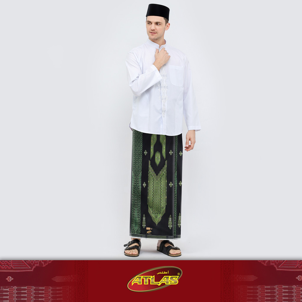 Sarung ATLAS Super Premium 980 Motif A9 JGL Hitam Hijau 06