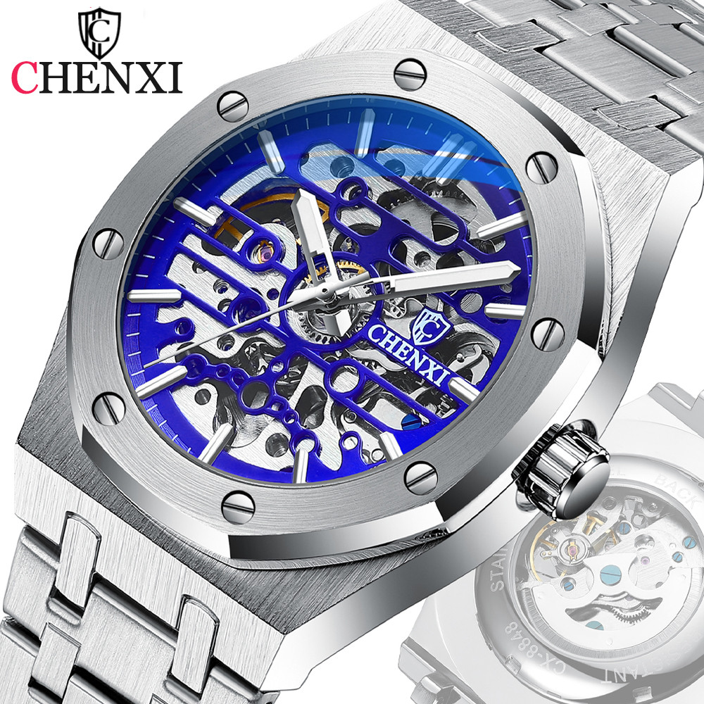 CHENXI Mens Automatic Watches Top Brand Mechanical Tourbillon  Sport Wrist Watch Stainless Steel Wat