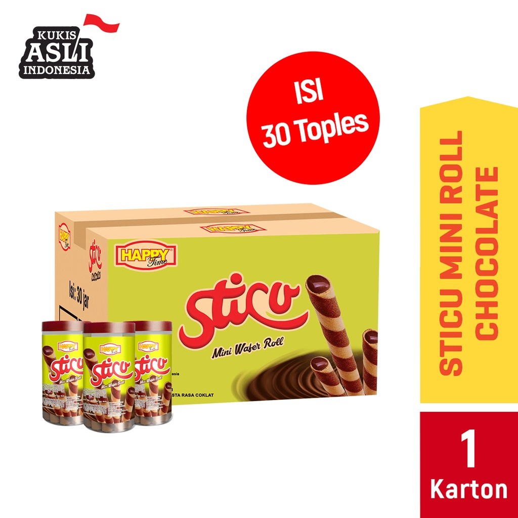 

Happy Time Astor Sticu Wafer Mini Roll Chocolate (1 Karton isi 30 Toples)