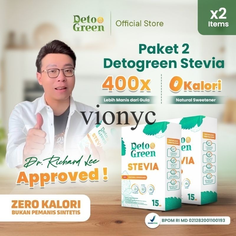 

Promo DETOGREEN Stevia Paket 2 Pemanis Cair Alami Natural Sweetener Nol Kalori Batasi Gula 15ml