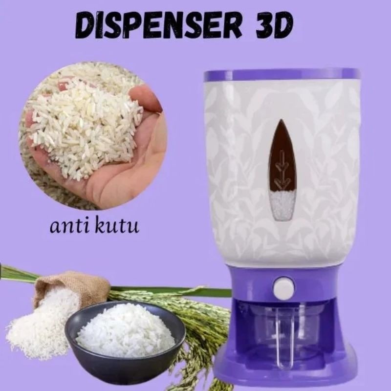 Dispenser Beras 10kg ANTI KUTU Tempat Penyimpanan Beras Rice Box Tri J Rak Beras WADAH BERAS 10 LITE
