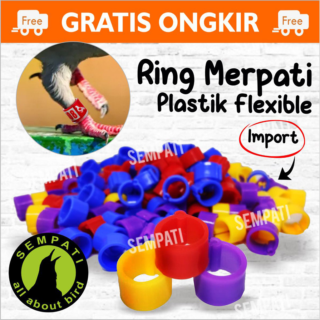 SEMPATI RING JEPIT PLASTIK POLOS 8 MM GELANG KAKI BURUNG MERPATI DARA