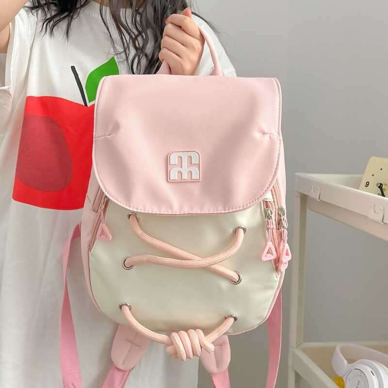 Tas Ransel Gaya Korea Tali Pengikat Imut Ukuran Kecil Portable Untuk Sekolah Travel
