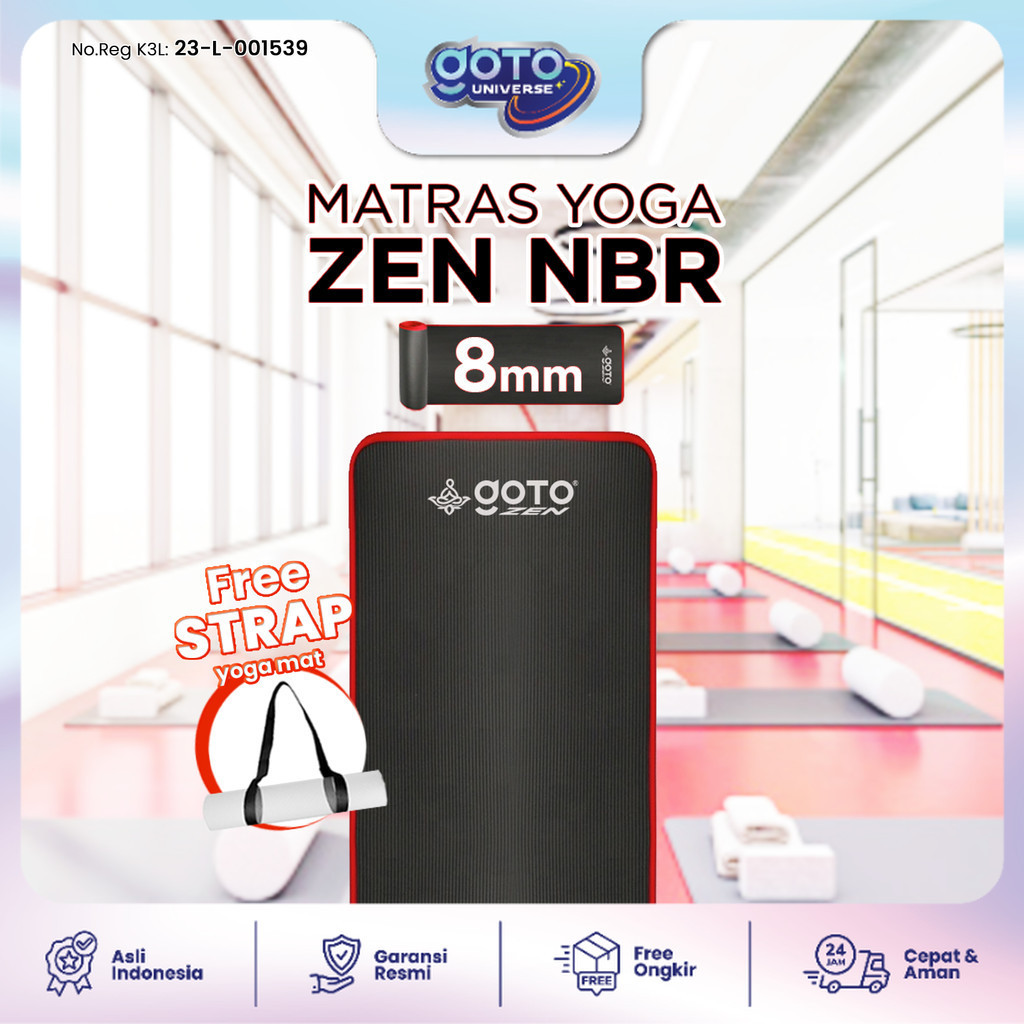Goto Zen NBR Yoga Mat 8mm Matras Anti Slip Olahraga Poundfit Tebal