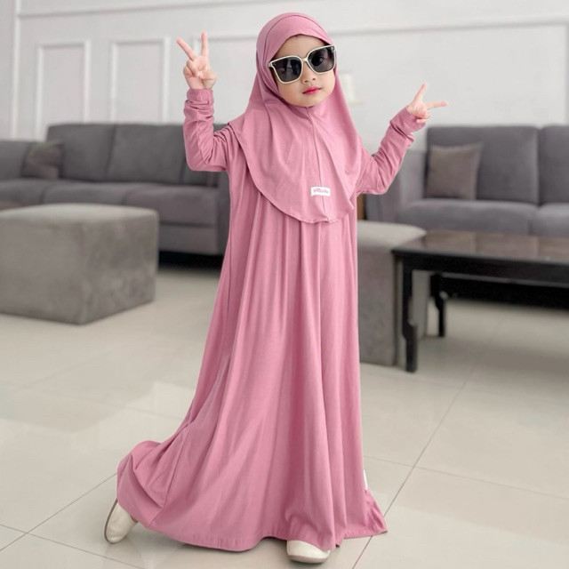FERTUSHOP  Little Pastella - Calisa Abaya Setelan Hijab | Abaya Balita | Abaya Balita Usia 0 - 6 Tah