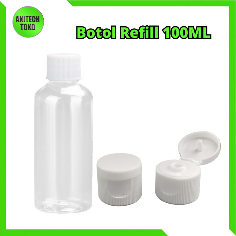 [anitech toko ]Botol 100ML plastik tutup segel /Botol PET 100ml fliptop