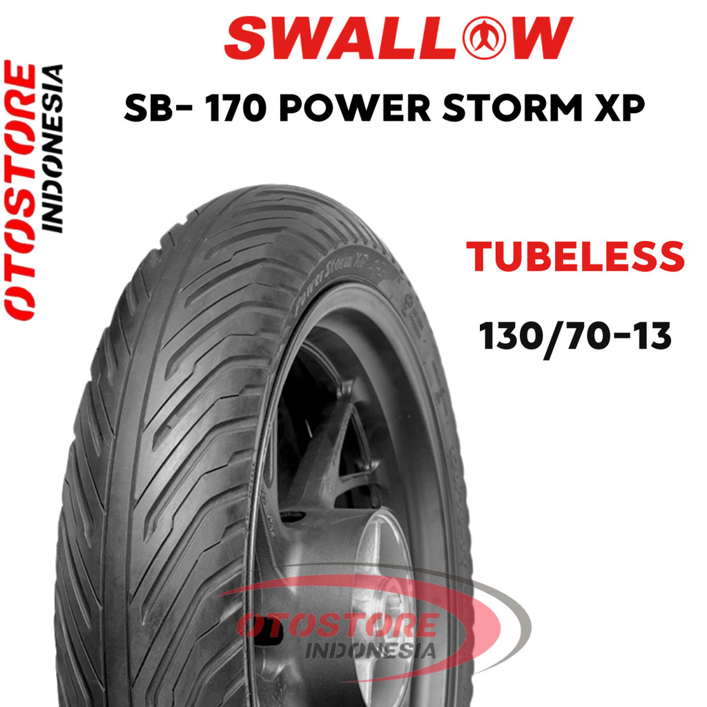 BAN LUAR SEPEDA MOTOR SWALLOW SB-170 POWER STORM XP UKURAN 130/70-13 RING 13 TUBELESS