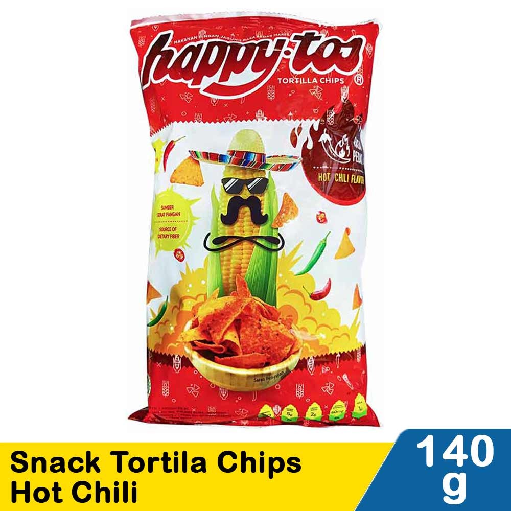 HAPPYTOS SNACK TORTILLA CHIPS HOT CHILI 140g