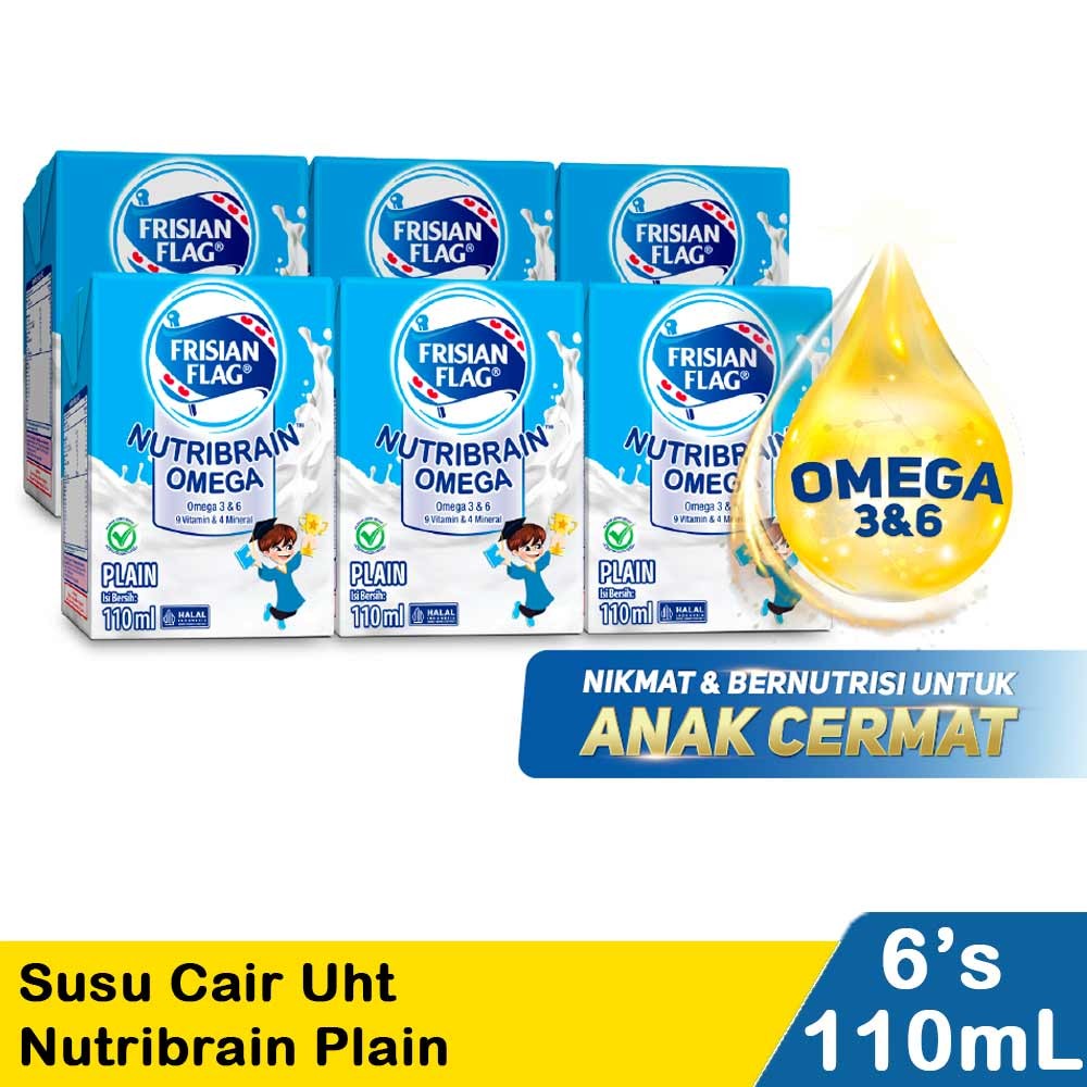 FRISIAN FLAG SUSU CAIR UHT NUTRIBRAIN PLAIN 6x110mL